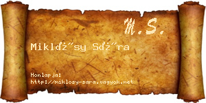 Miklósy Sára névjegykártya